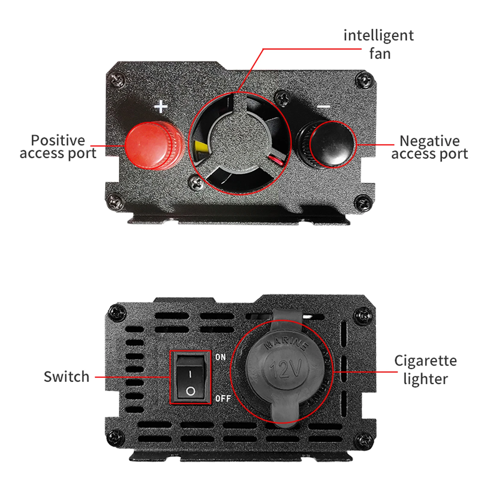 Solar Power Inverter High Efficiency Sine Wave Inverter Home Car RV Solar Power Converter with LCD Display DC 12V to 110V AC