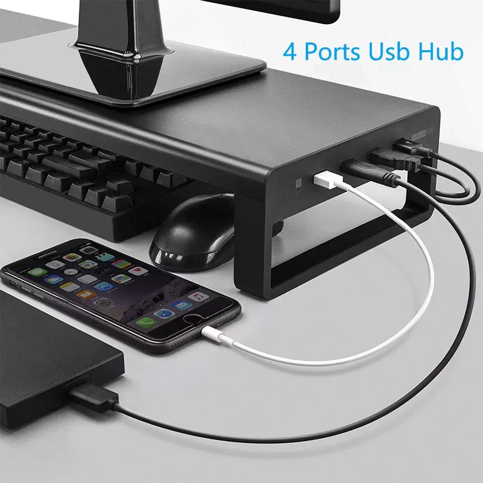 Destacável Multi-Funcional Laptop Stand com Hub USB, alumínio computador Stand