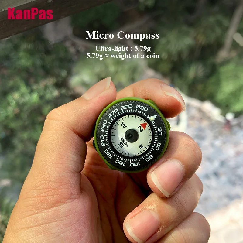 KANPAS Micro Button Compass with Rotating Bezel, Glow Watch band,Wrist Band EDC Compass or Navigation Survival Compass A-18-LH