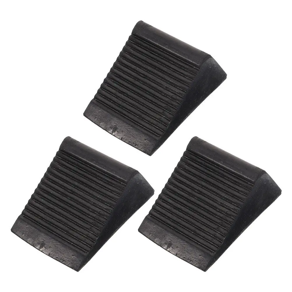 3Pcs Portable Triangular Rubber Wheel Chocks Anti-Slip Tire Stopper for Cars Trucks Rvs Trailers Motorcycles Heavy Duty Skid