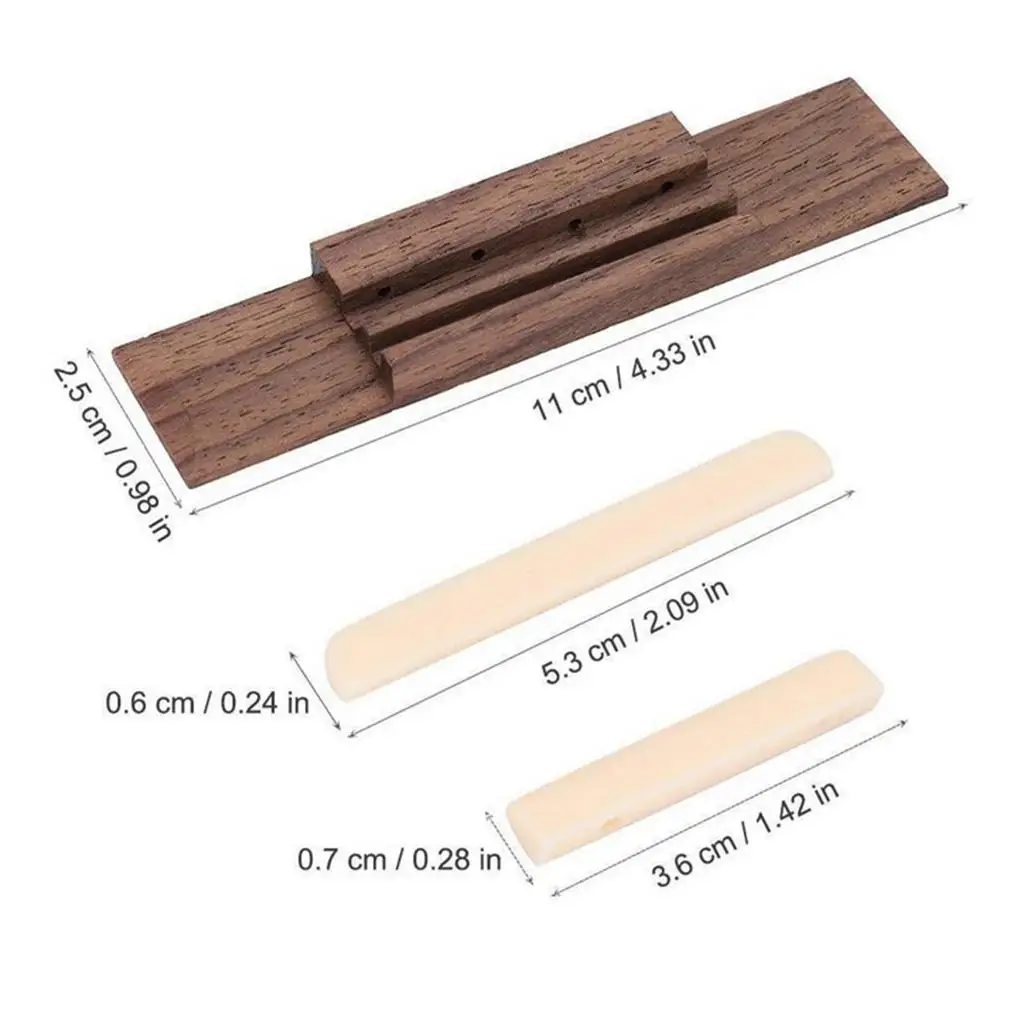 Wooden Rosewood Bridge Bone Nut Saddle Point Ukulele Accessory for Children and Adult Ukulele Guitar