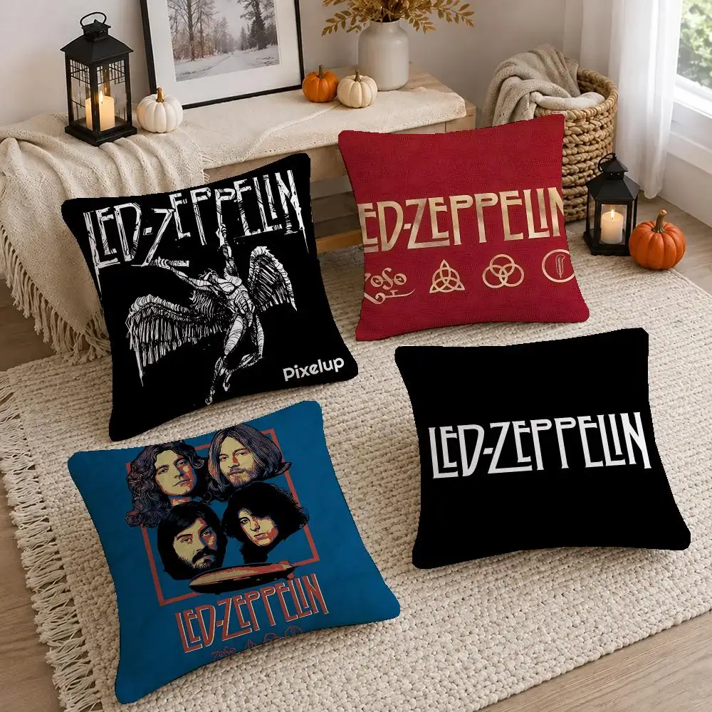 Rock Band Led Zeppelin Cushion Cover Washable Short Plush Pillowcase, Wrinkle Resistant Cushion Cover for Bedroom Decor Gift