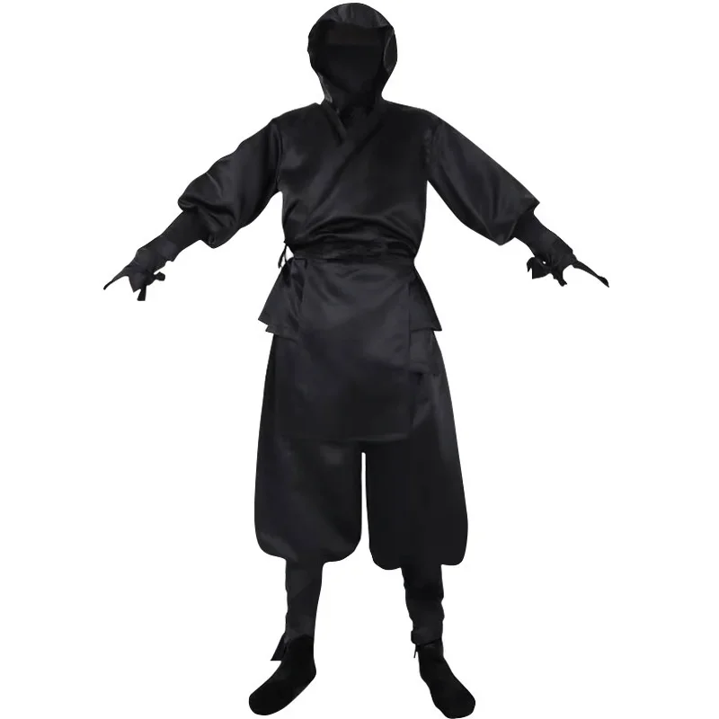 Disfraces de Halloween para hombre japonés, traje de Cosplay de Ninja blanco y negro, disfraz de actuación OI5225