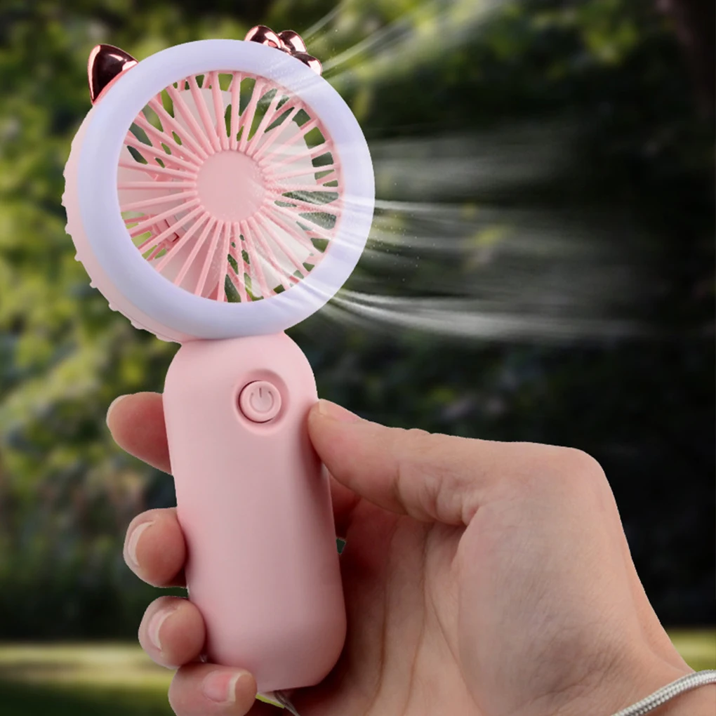 ABS Compact Portable Fan With LED Night Light And Strong Wind For Travel And Shopping Built- Yellow green