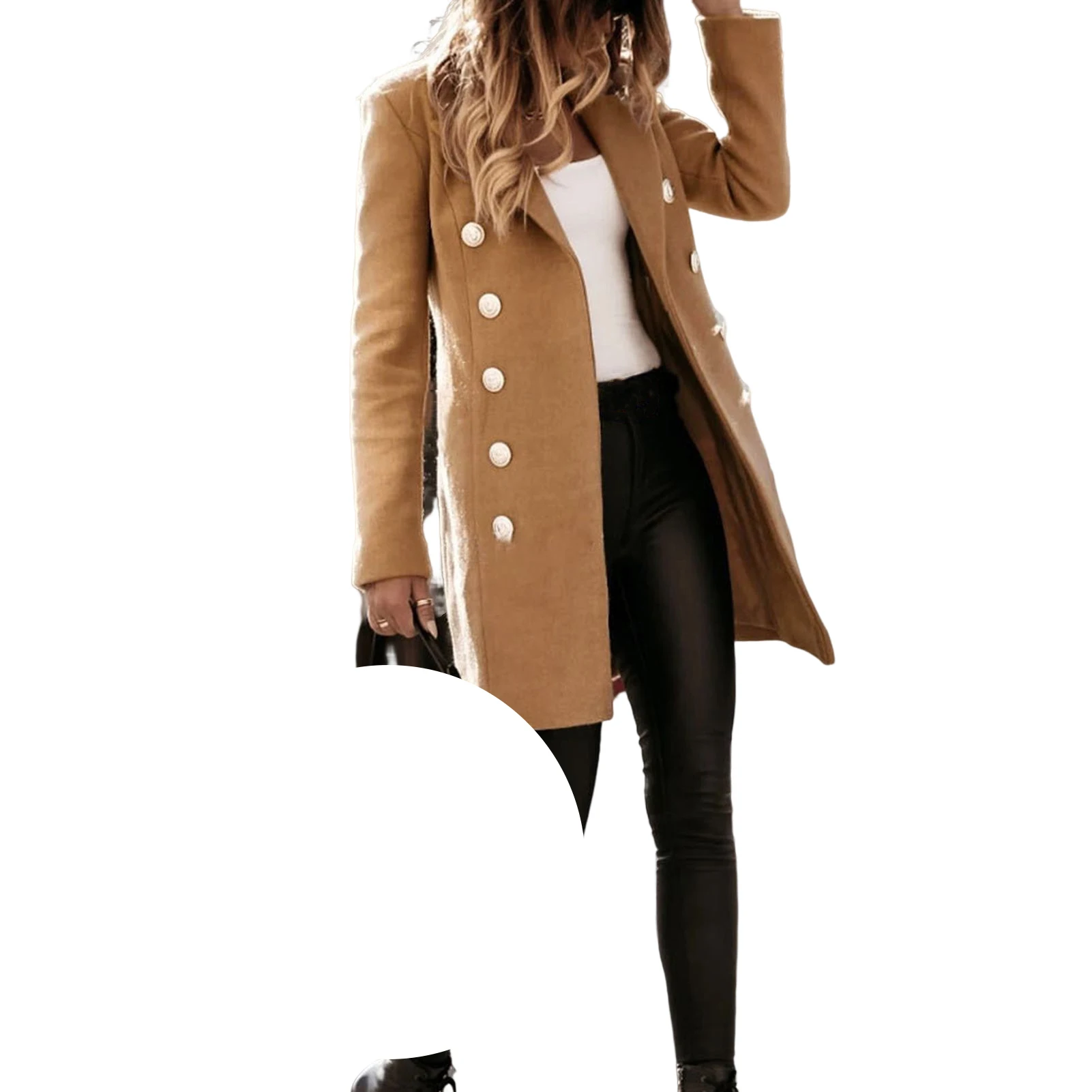 

Solid Color Woolen Coat Skin-friendly and Breathable Suitable for Going Shopping Wea