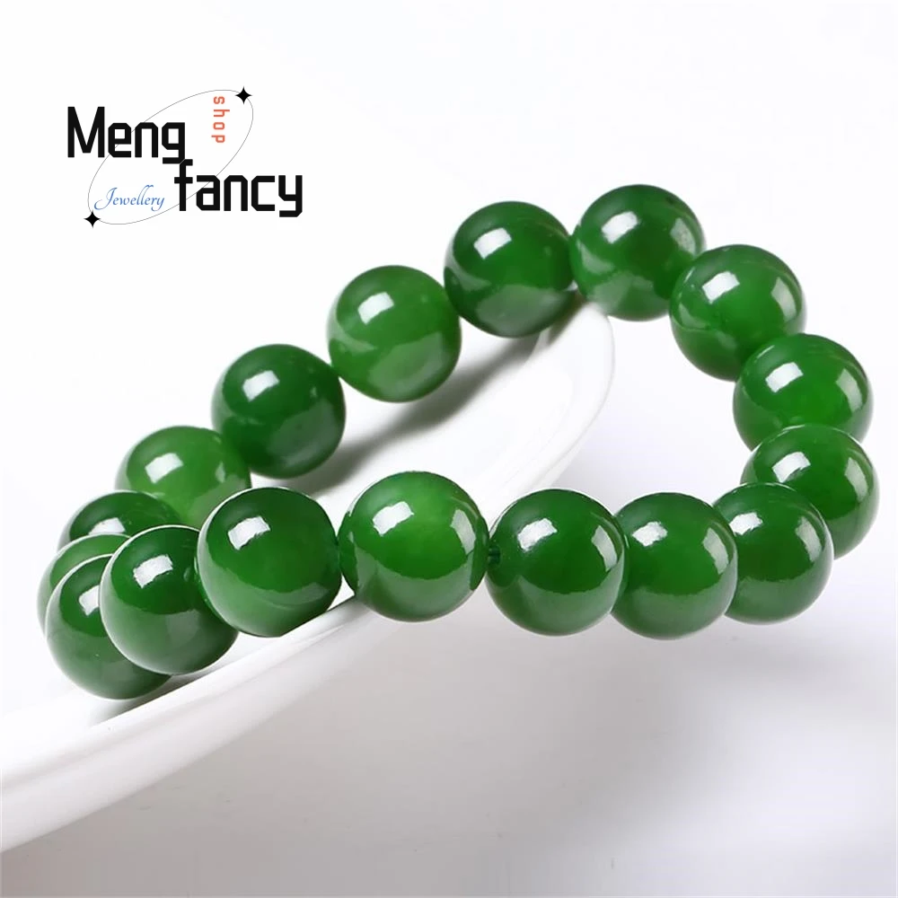 Natural Hetian Jade Jasper Elastic Bracelet Charms Luxury Fine Jewelry Couple Personalized Beaded Bangle Men Women Holiday Gifts