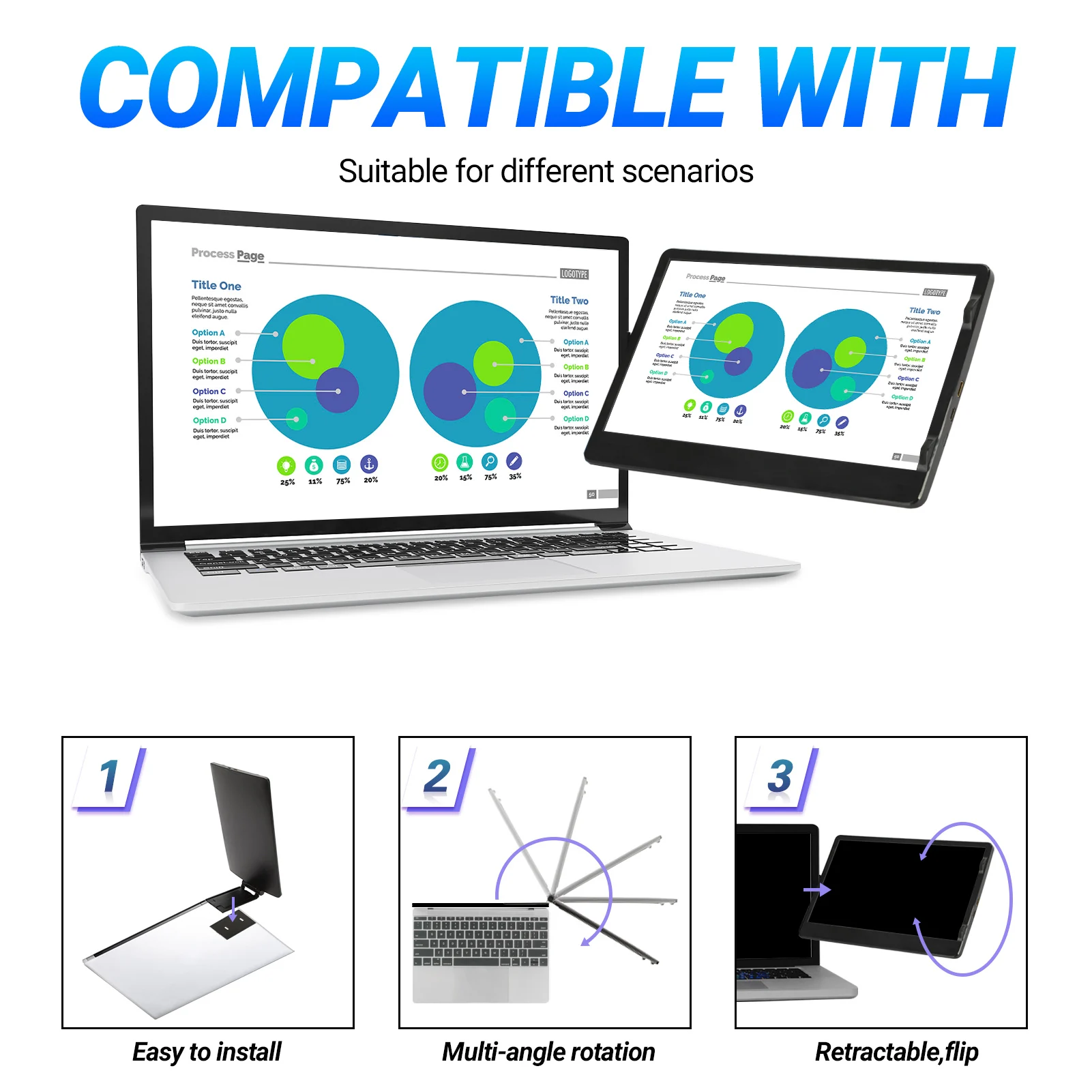 Imagem -04 - Monitor Portátil hd segundo para Laptop 11.6 Polegada 1366x768 Tela Externa Compatível com Hdmi Usb-c Computador Exibição de Jogos