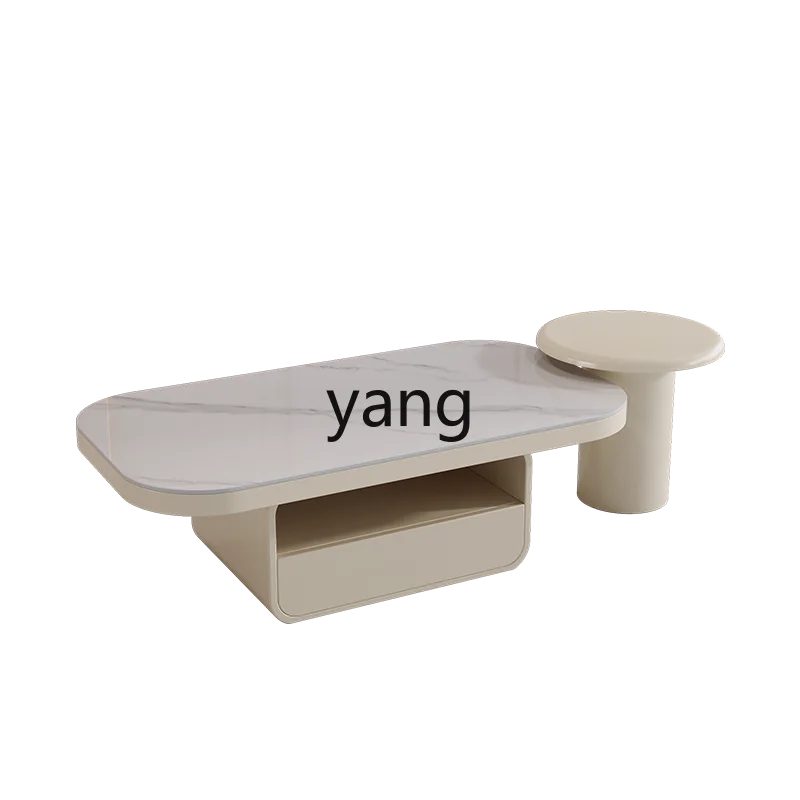 

Yjq Cream Style Stone Plate Coffee Table Simple Living Room Home Small Apartment Cloud Silent Style Minimalist Designer