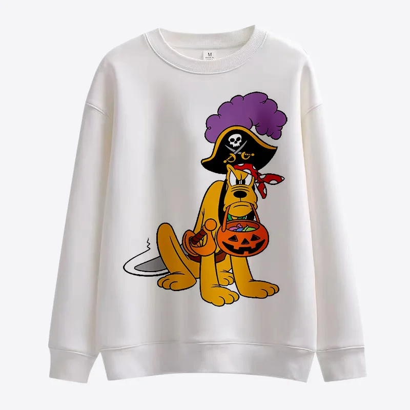 Autumn Horror Halloween Disney Brand Mickey and Minnie Anime Round Neck Fashion Casual Sweater Men\'s Pullover Long Sleeve Top