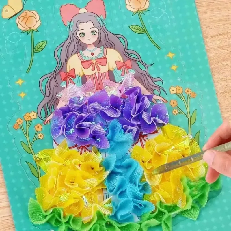 Giocattoli Artigianali per Bambini con Adesivi da Dipingere, Arte per Bambine, Pittura Fai-da-Te, Giocattolo Magico Fatto a Mano per Vestire la Principessa, Regalo per Bambini