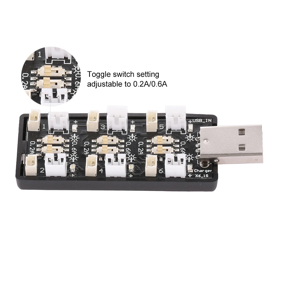 5 قطعة 6CH USB إلى 3.7 فولت بطارية شحن لوح مهايئ 3.7 فولت/4.2 فولت 600mA 6 قناة يبو LiHv شاحن مجلس لبطارية نموذج RC #3