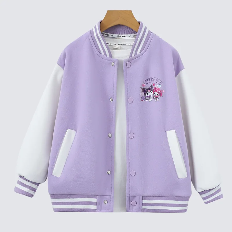 New Baby Boys Girls Sanrio Kurom Jacket Single breasted coat Spring Autumn Children Outerwear Kids Cotton Clothes for 7-13 Year