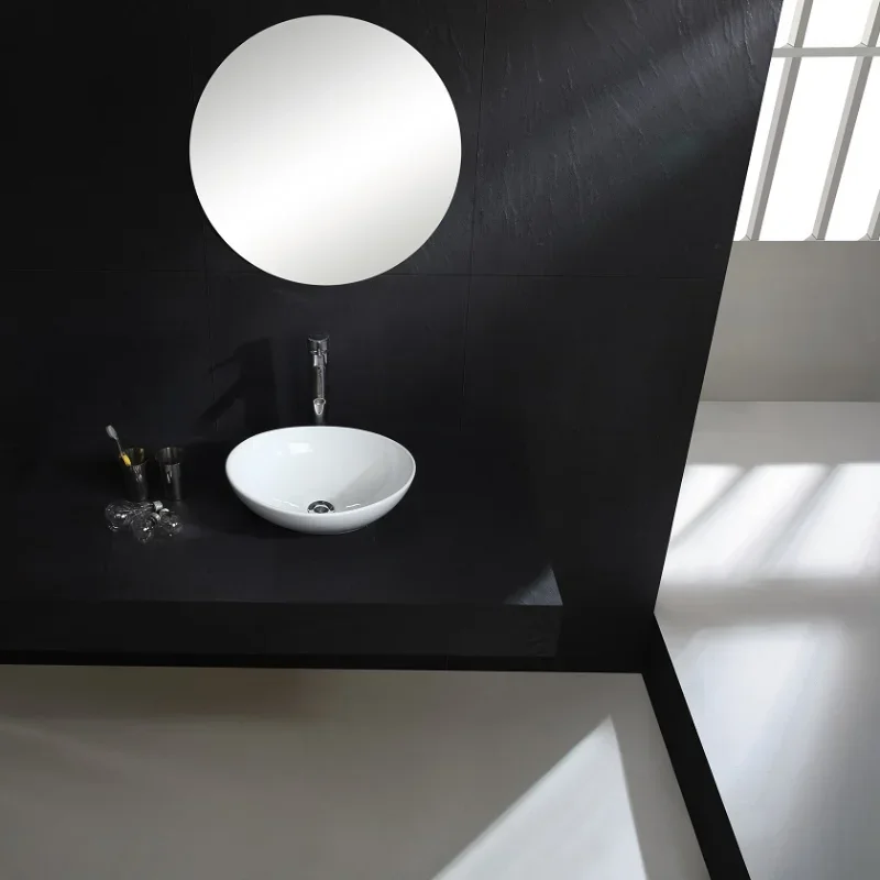 Nordic Terrazzo Ceramic Bathroom Sink, Modern White Above Counter Washbasin, Household Vessel Countertop Sink for Toilet
