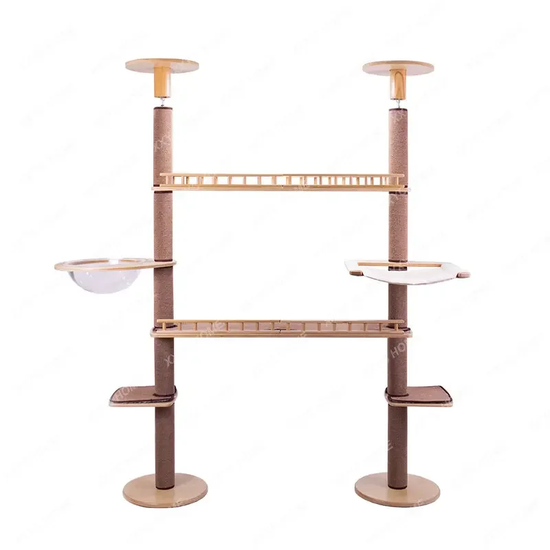 

Large Solid Wood Ceiling Cat Climbing Frame Scratching Pole Double Ceiling Cat Corridor Springboard Cat Toy