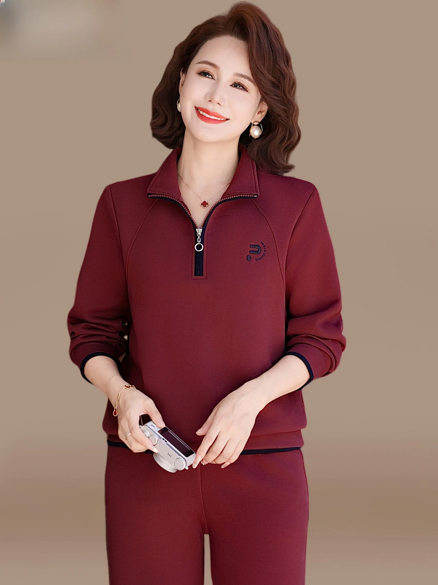 

Повседневный женский осенний комплект из двух предметов с длинными рукавами, свободного кроя, из полиэфирного волокна, на молнии, удобная спортивная одежда для женщин