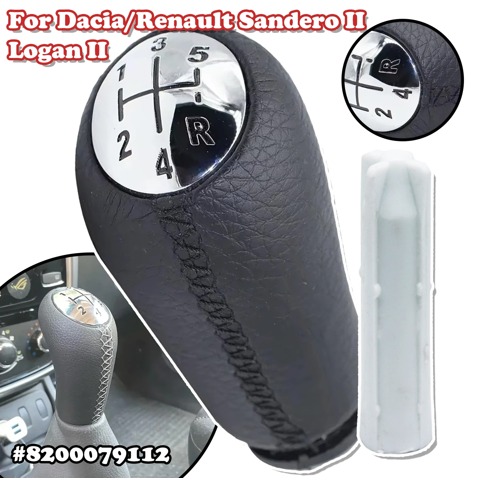 

For Dacia/Renault Sandero II Logan II MT Gear Shift Knob Shifter Stick Headball Pen Ball Arm Black Gray 8200079112 2012 2013 -