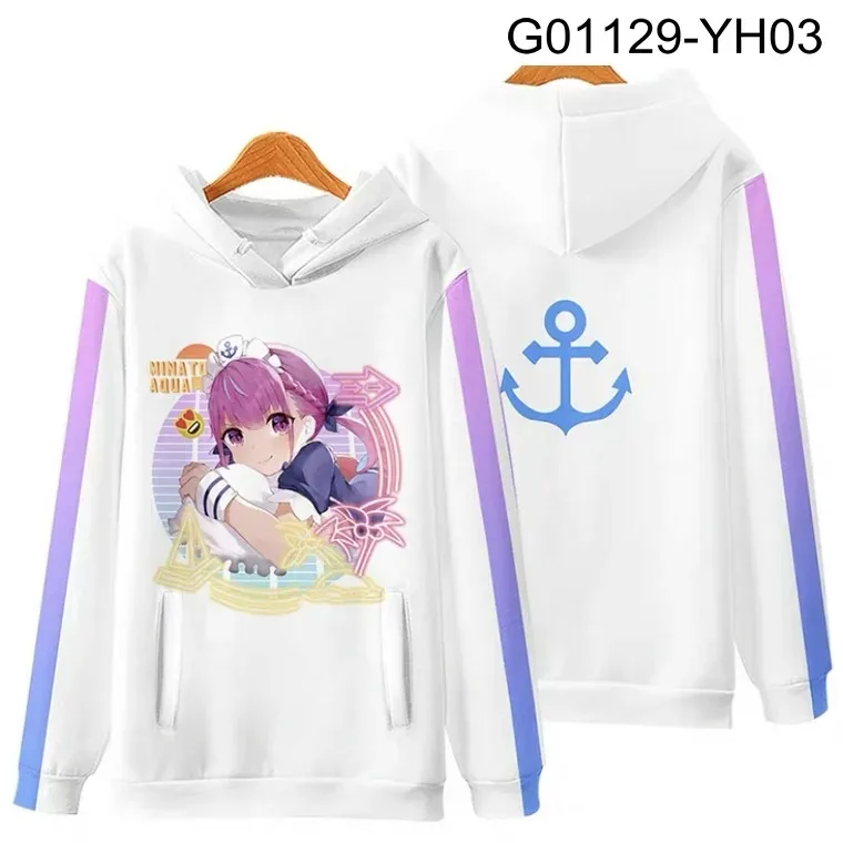 

Vtuber minato aqua 3d printing male/female autumn popular fashion hoodies sweatshirt long sleeve pollover