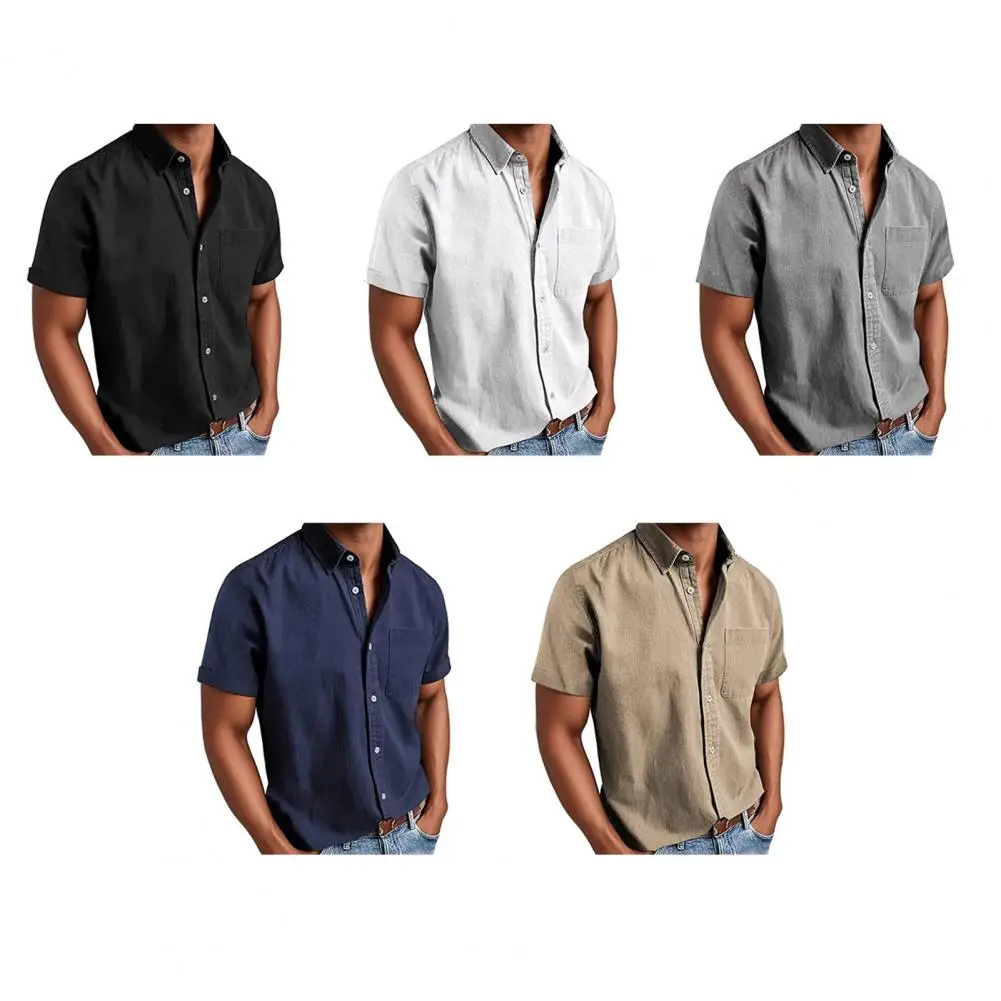 

Мужская льняная рубашка с длинным рукавом, однотонная, трендовая, повседневная, легкая, дышащая, в гавайском стиле