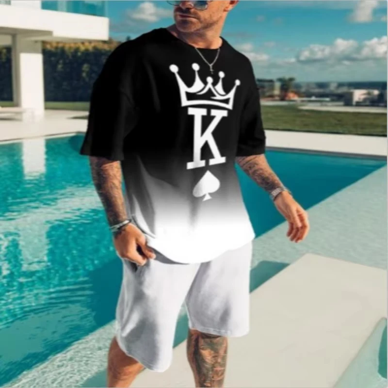 

Summer Men Tracksuits King Letter 3D Printed Women T-Shirts Shorts Sets Men Fashion Tracksuits Kid T Shirts Shorts 2 Pieces Set