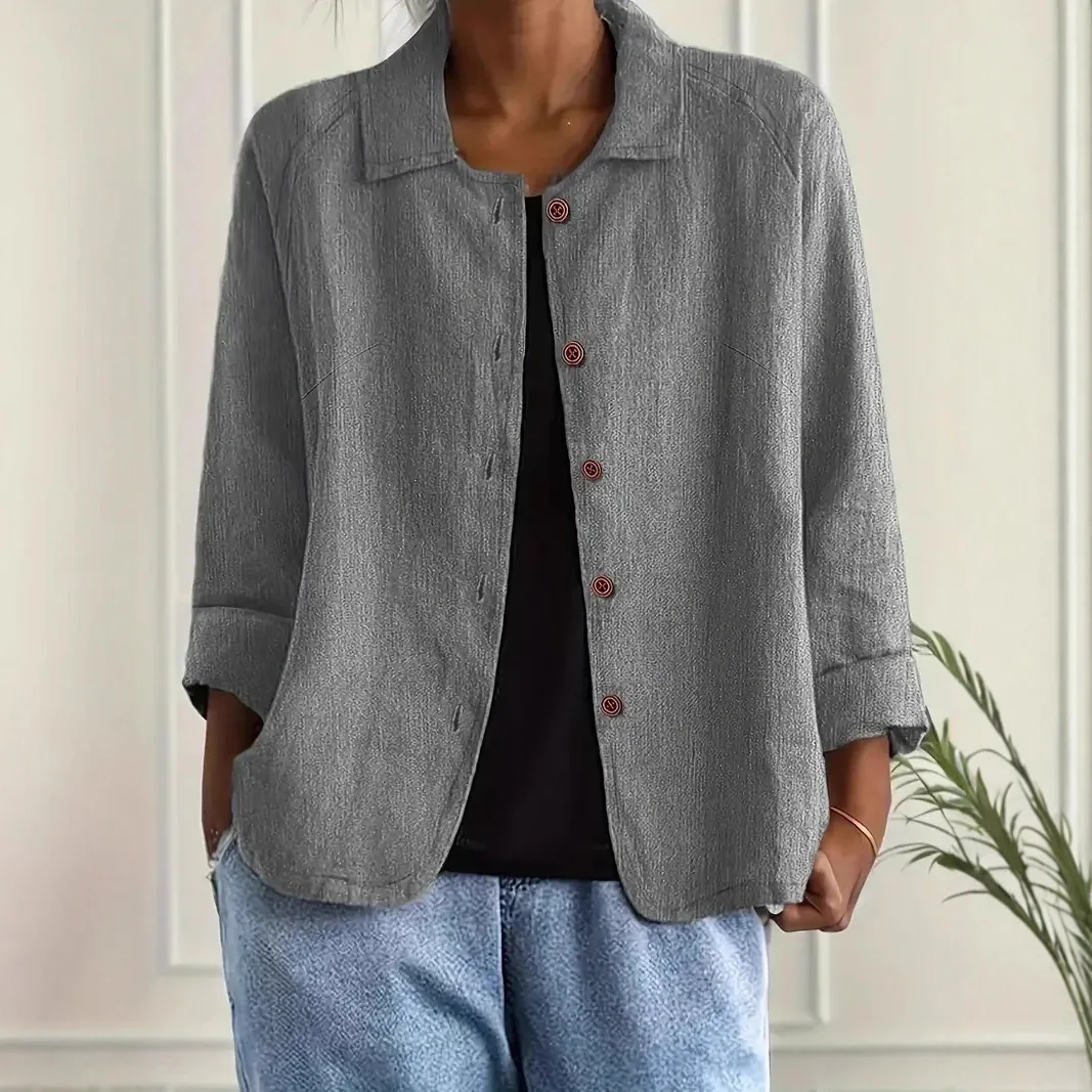 

Spring Summer Elegant Harajuku Linen Oversized Shirts Long Sleeve Solid Loose Blouses And Tops Casual Oversized Tunic Clothing
