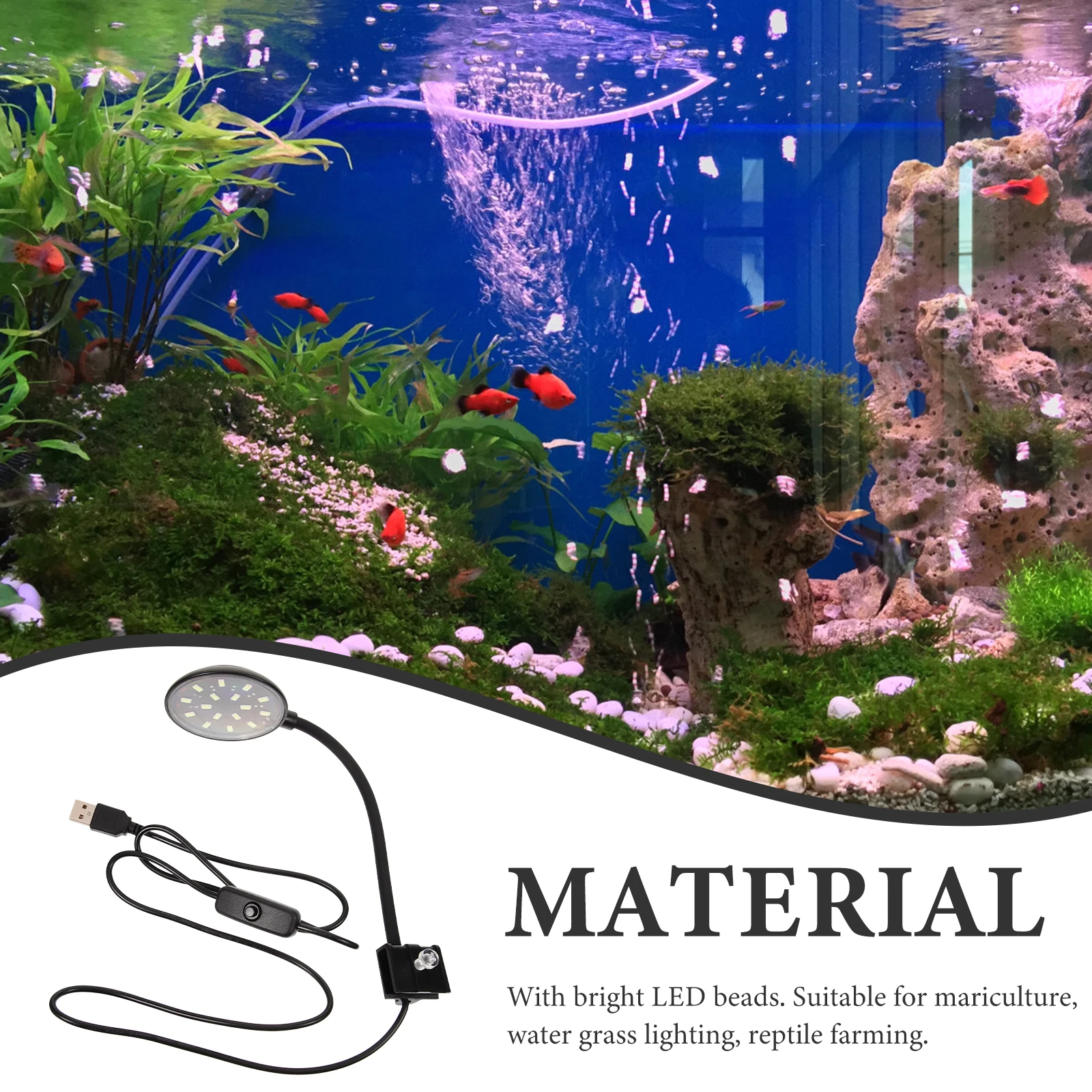 

LED Aquarium Light Small Fish Tank Bowl Mini USB Lighting Wear resistant Marine Bright Beads Household Professional