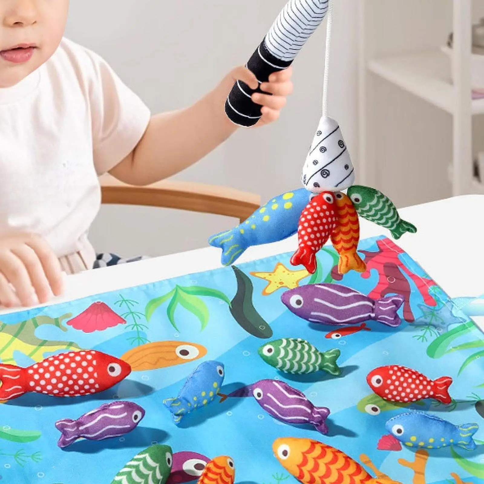 Fishing Game Pull Out Game Storage Play Mat for Indoor Interaction Birthday