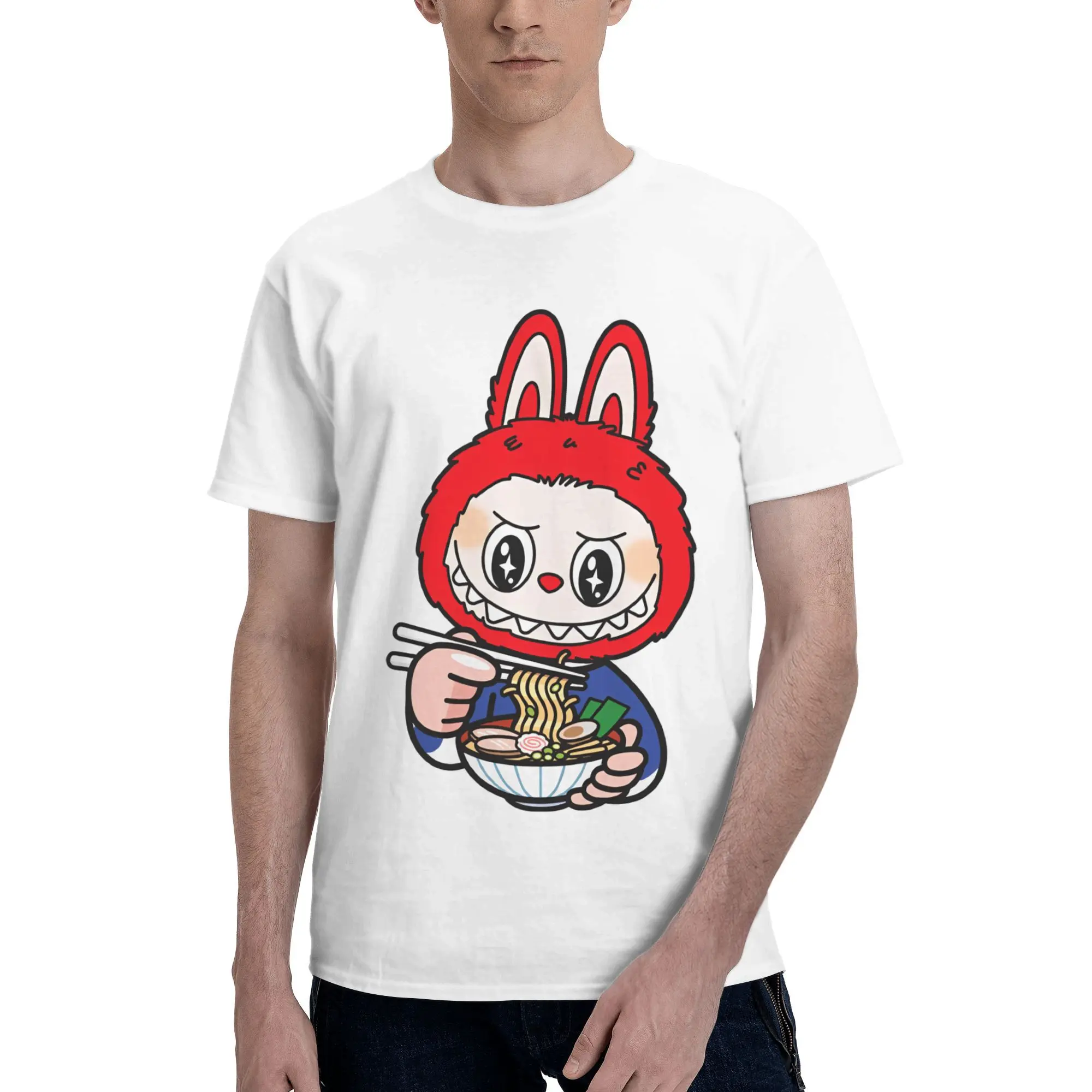 

Ropa labubu T Shirt Beach Cute Cartoon Popular T Shirts Men Pure Cotton O-Neck Plus Size 5XL Clothes Short Sleeve Funny Tops