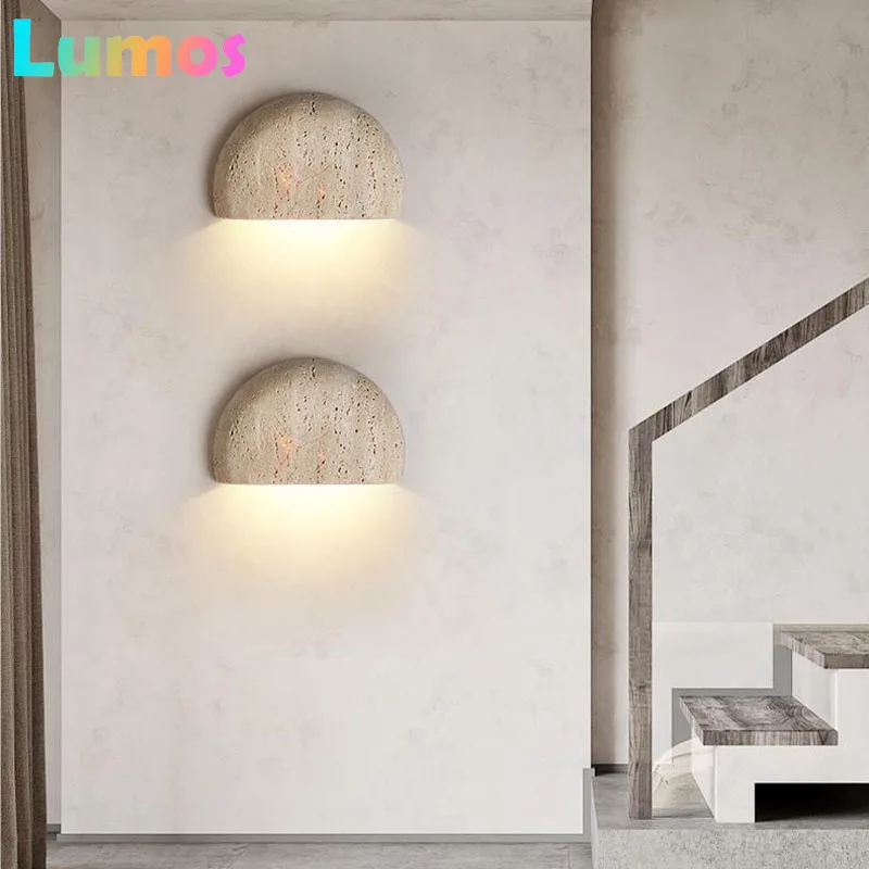 

Wabi-sabi stone retro living room wall porch corridor homestaycafe atmosphere bedroom bedside wall lamp