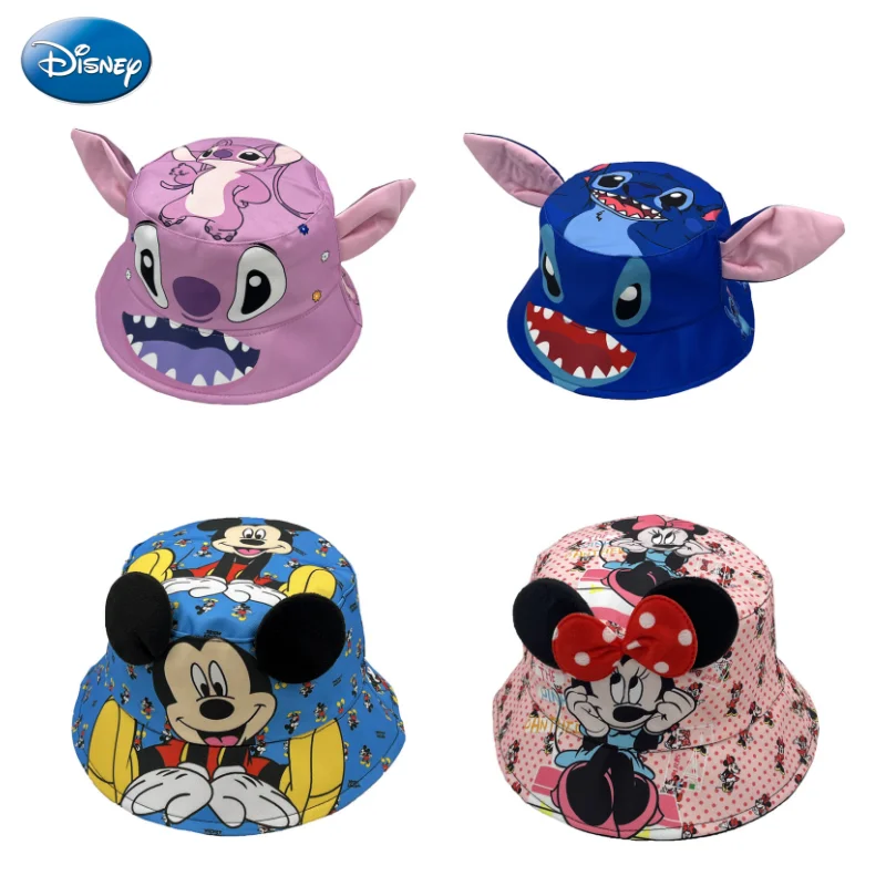 New Stitch Mickey Minnie cartoon children's fisherman hat creative personality kawaii three-dimensional basin hat sun hat gift