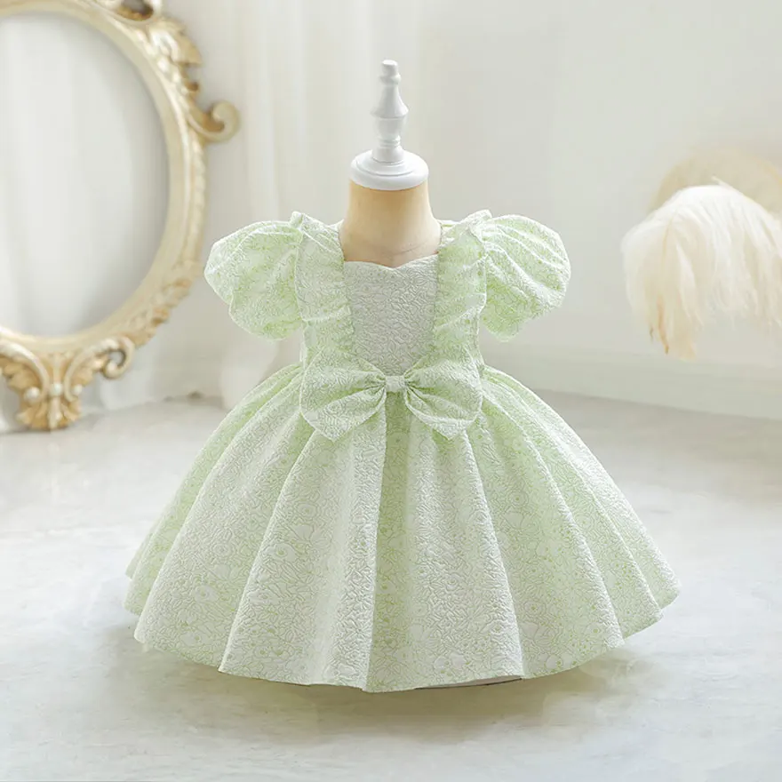 HETISO Ruffle Collar 1 Years Birthday Princess Infant Ball Gown Girl Kid's Dress Baby One-piece Frock for Evening Party 1-6Y