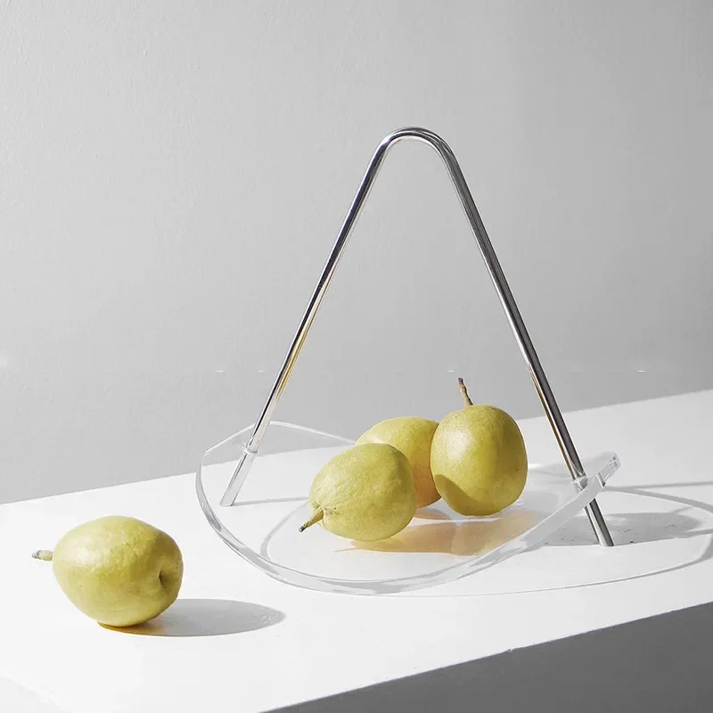 Modern Acrylic Metal Fruit Plate Swing Design Decorative Tray for Dining Room Living Room Coffee Table Home Ornament Stylish