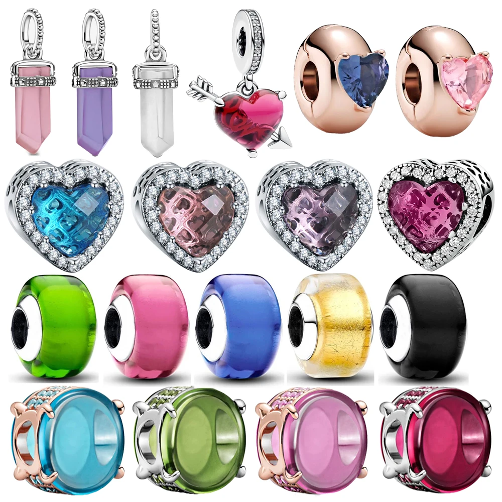 

925 Sterling Silver Heart&Sword&Elliptical Egg Noodles&Wide Tire Beads Charm Fit DIY Bracelet Necklaces Jewelry