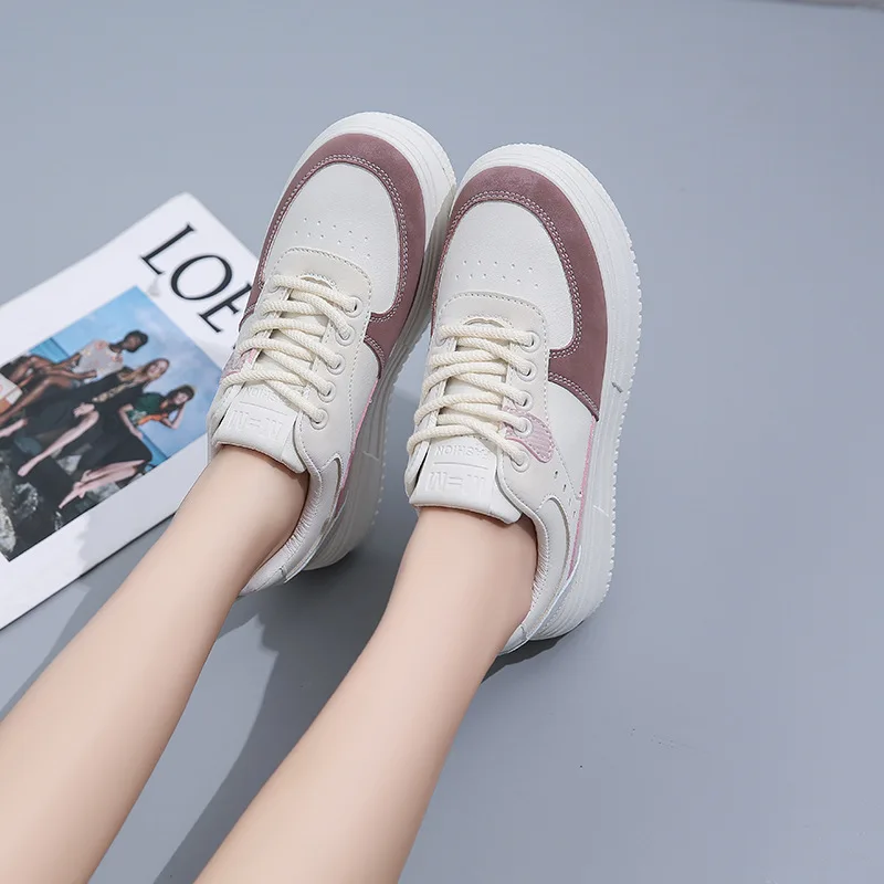 2022 New Fashion Sneakers Women Platform Shoes Color Fashion White Shoes Breathable Lace-Up Casual Running Shoes Female Sneakers