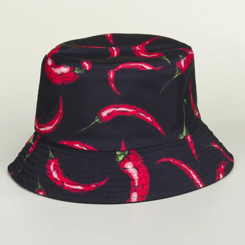 Bucket Hat Summer Hip Hop Men Fruit Print Fisherman Caps Streetwear Double-sided Hats For Women Beach Cap Unisex Panama Hat