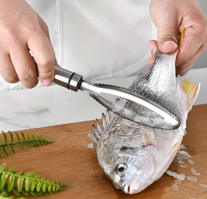 Stainless Steel Fish Scales Scraper Cleaning Peeler Fast Remove Bone Tweezers Kitchen Gadget Fish Scale Scraping Grater