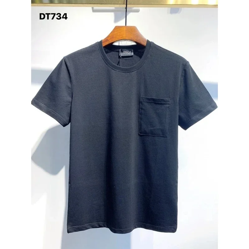 ICON Men Summer T-shirts 2024 Overseas Casual T-Shirt D2 O-Neck Short Tees Tops DSQ2 Men's Pocket Clothing