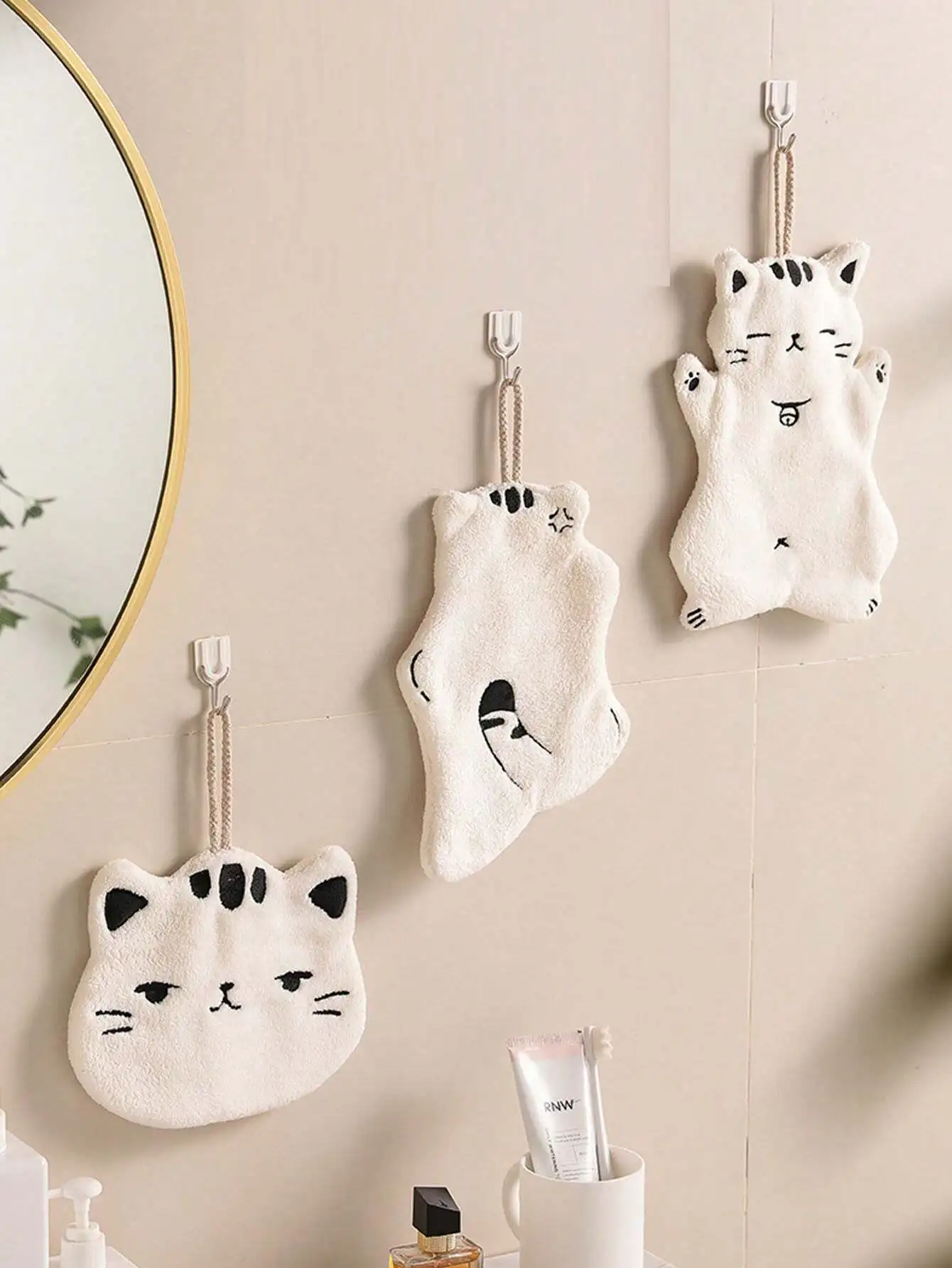 1 قطعة الصوف المرجاني ماصة لطيف القط تصميم معلقة منشفة اليد مناسبة للحمام والمطبخ غير تساقط منشفة صغيرة ل هان