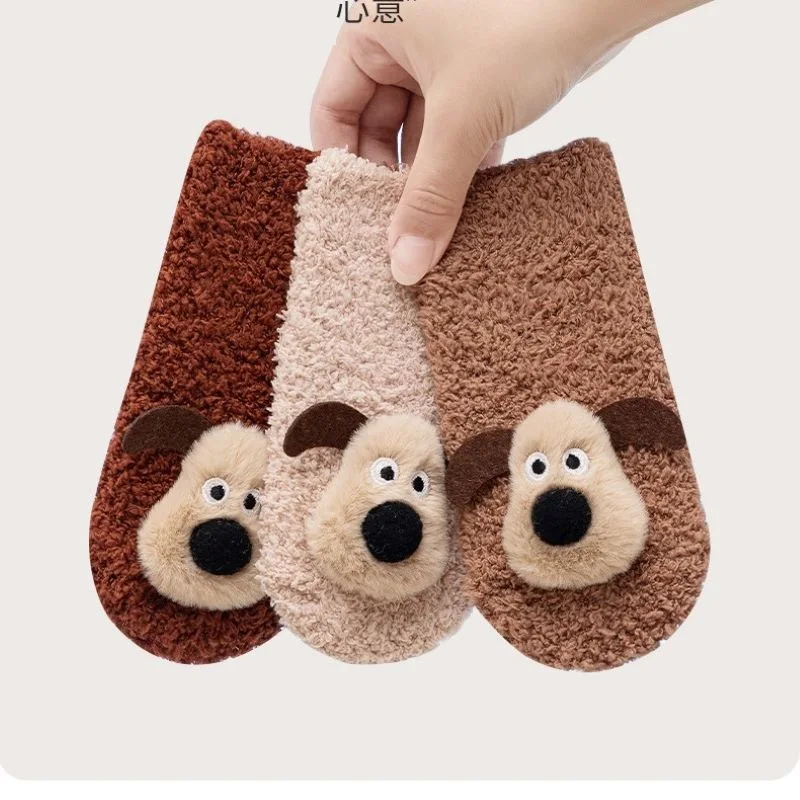 5 Colors Winter Baby Walking Socks with Anti-slip Dots Toddler Girls Floor Socks Newborn Boys Warm Cartoon Sock 0-3Y
