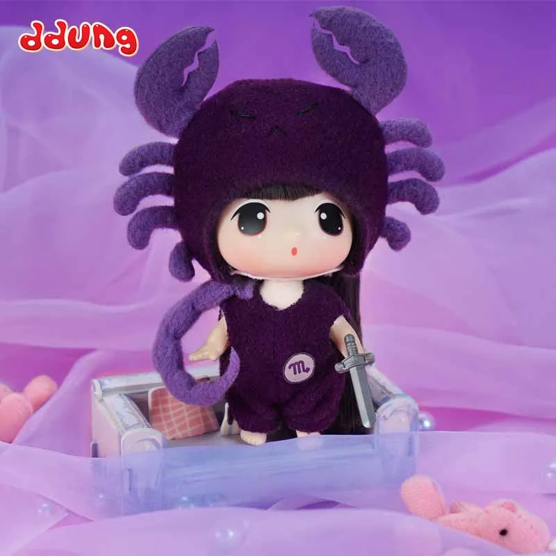 9cm Korean Cute Twelve Constellation Ddung Doll Fashion Dress Up Princess Joint Confused Baby Girls Collection Toys For Children