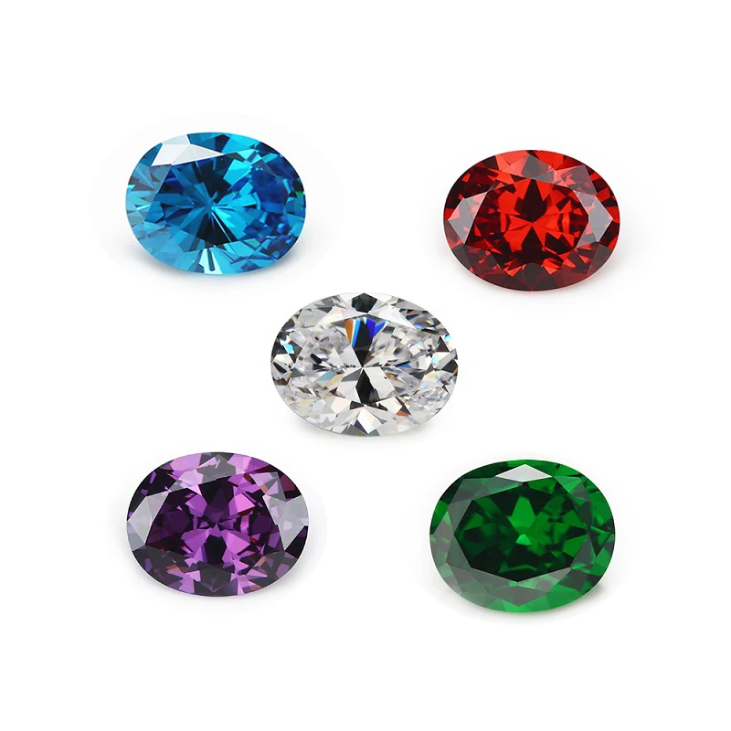 

3x5~10x12mm Oval Cut Cubic Zirconia Stone White SeaBlue Garnet Amethyst Green Mix 5 Color 5A Loose CZ Synthetic Gems for Jewelry