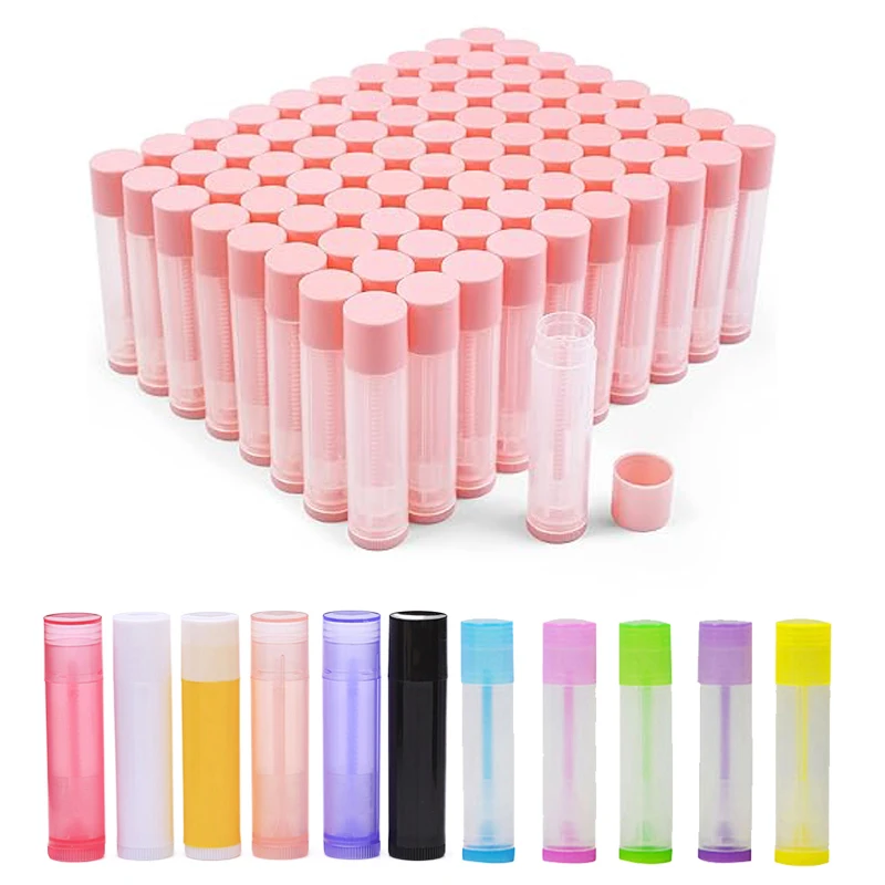 50 Uds. Tubos vacíos rellenables de 5g/5ml, brillo de labios giratorio, tubos de bálsamo labial, contenedores de lápiz labial de plástico para palillos DIY, crema sólida