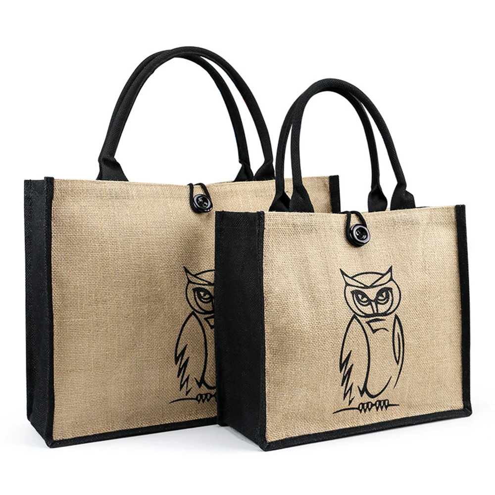 Jute   Grocery Shopping Jute Tote Bags With  Printed  Designs