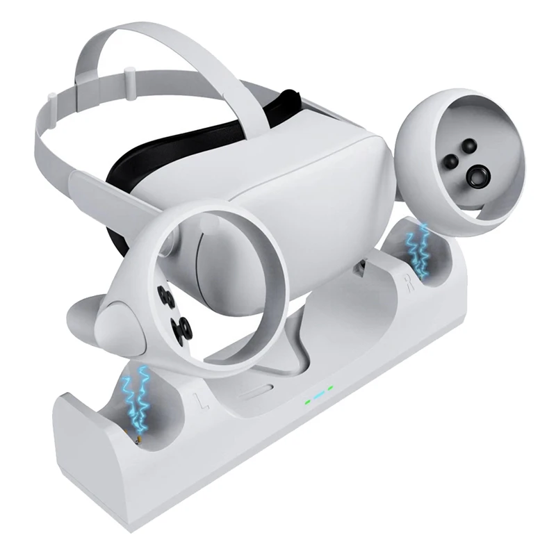 Suporte de carregamento para capacete, alça esquerda e direita, carregador com luz de exibição LED, peças de reposição para Oculus Quest 2 VR