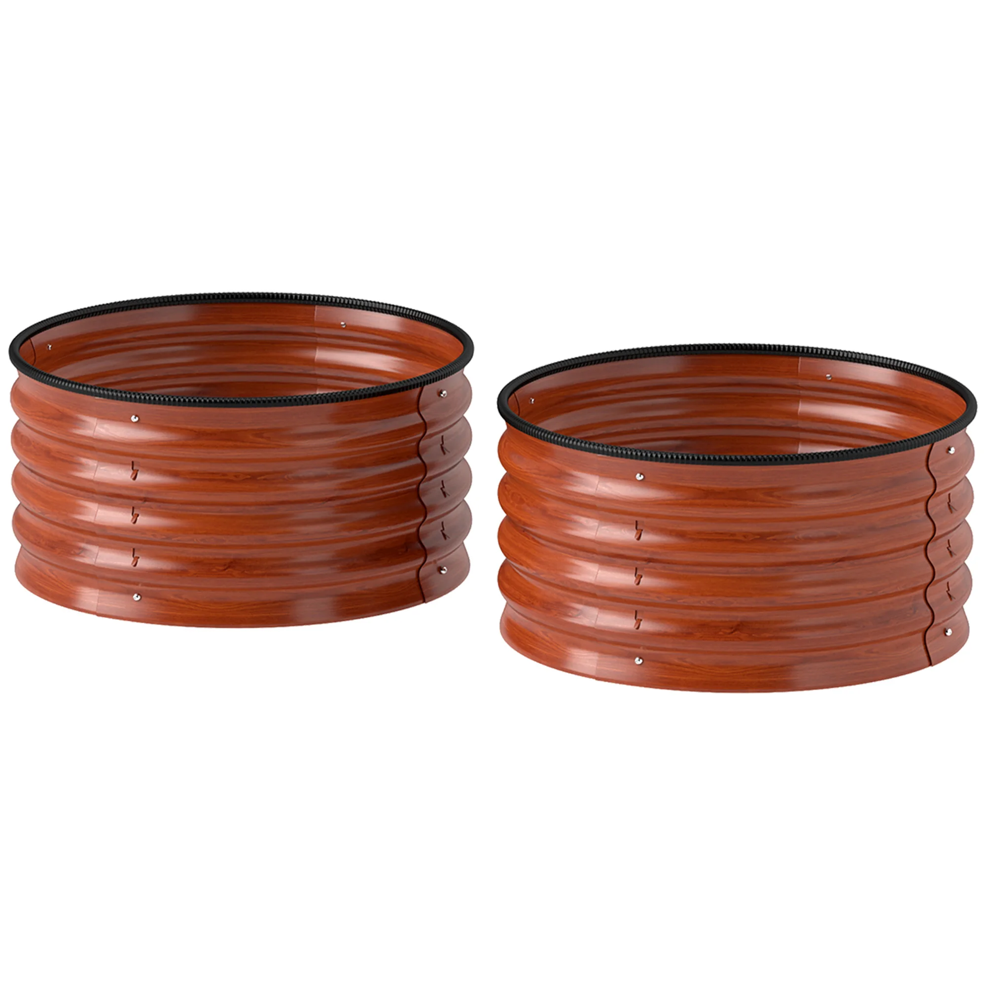 

Комплект из 2-х приподнятых грядок, металлический контейнер для растений с защитным бортиком, легко собираемый, темно-коричневый