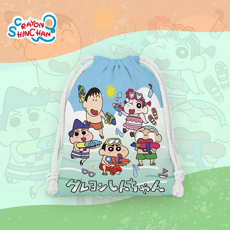 Cartoon Crayon Shin Chan Series Drawstring Bag Anime Kawaii Cute Bundle Pocket Storage Bag Daily Neat Storage Lovely Girls Gifts