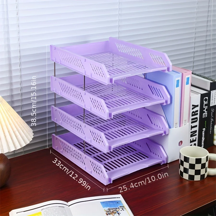 Four-layer Horizontal File Rack Desktop Storage Multi-layer Sorting File Basket Office File Folder Rack