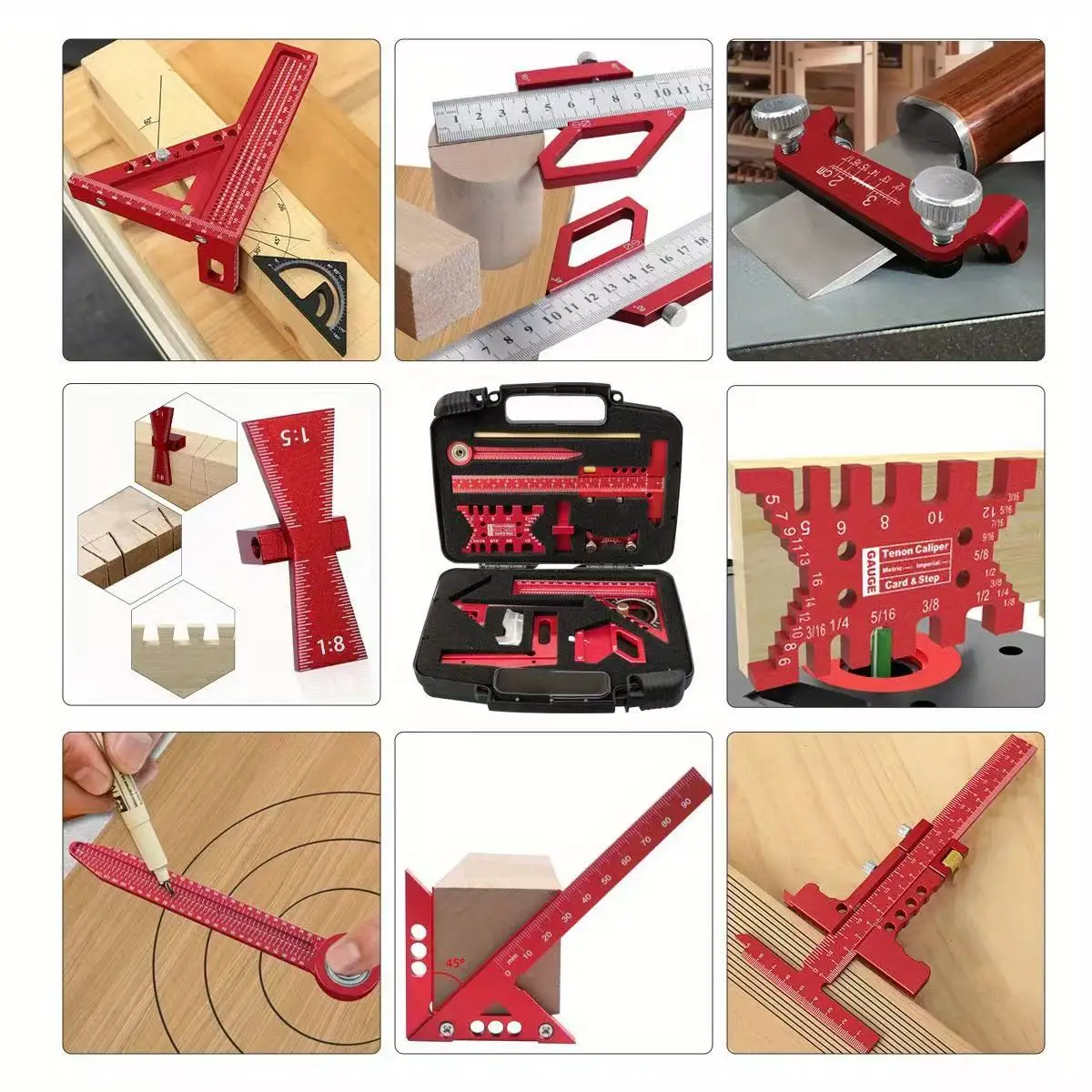 

9 шт./10 шт. набор измерительных инструментов для деревообработки с коробкой для хранения для сращивания деревянных панелей и планирования в деревообрабатывающих проектов