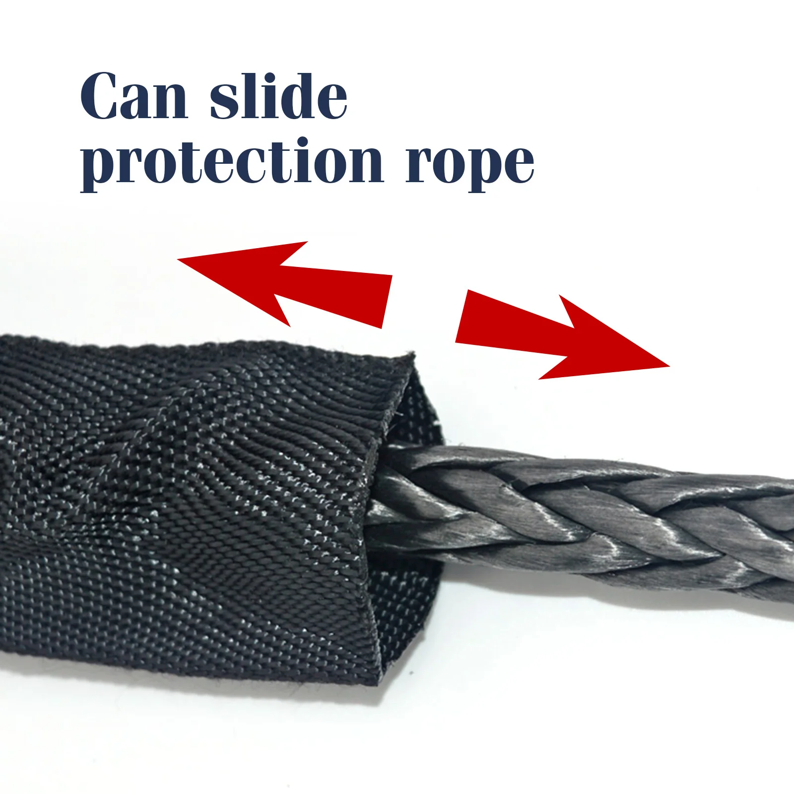 Universal Winch Rope Protector Polyester Winch Rope Protective Sleeve Black for 3cm/1.18in Width Cable Line(1M)