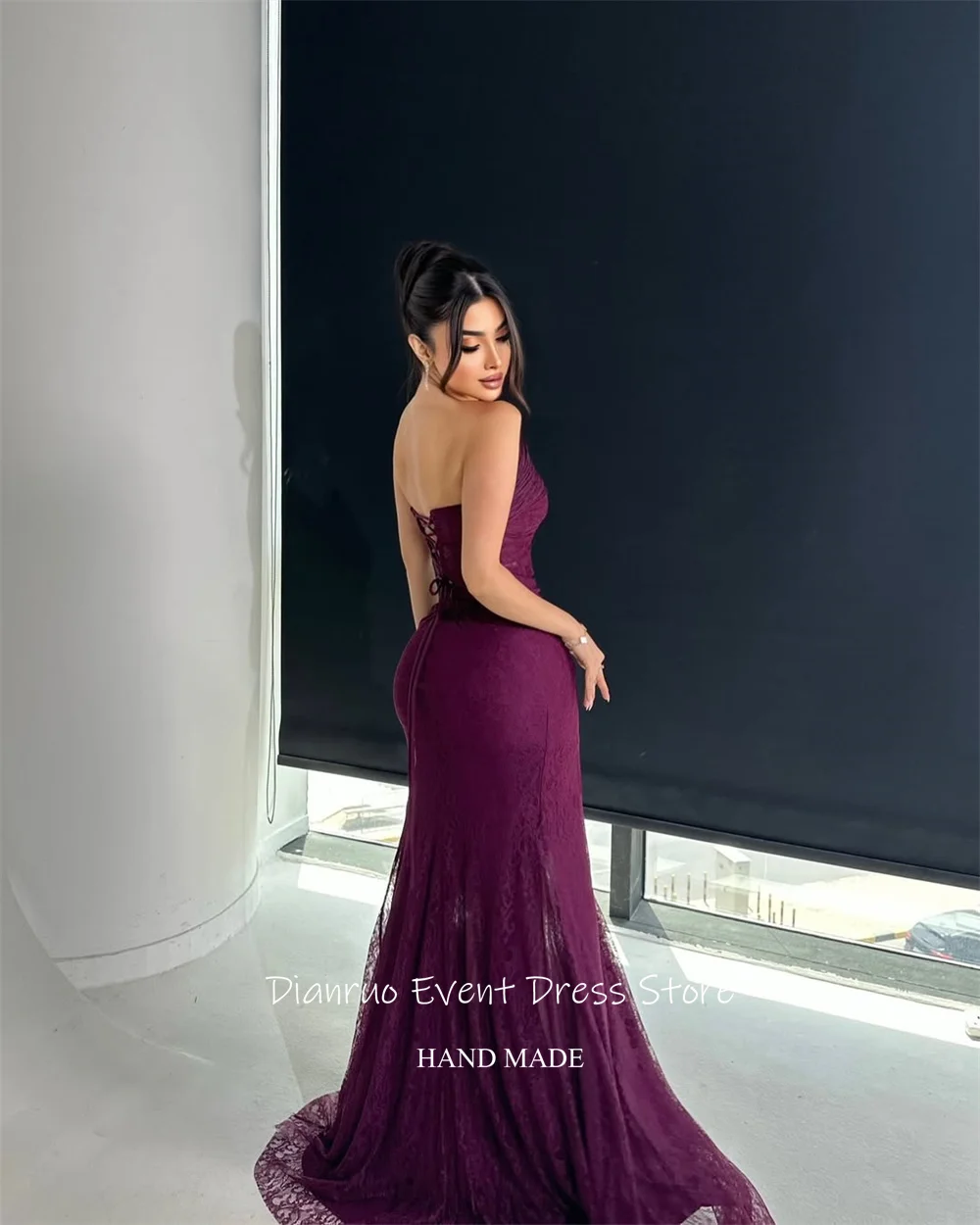 Dianruo dentelle sirène robes De soirée Appliques à lacets robes De Noche Sexy haute fente élégante robes De Fiesta personnalisé