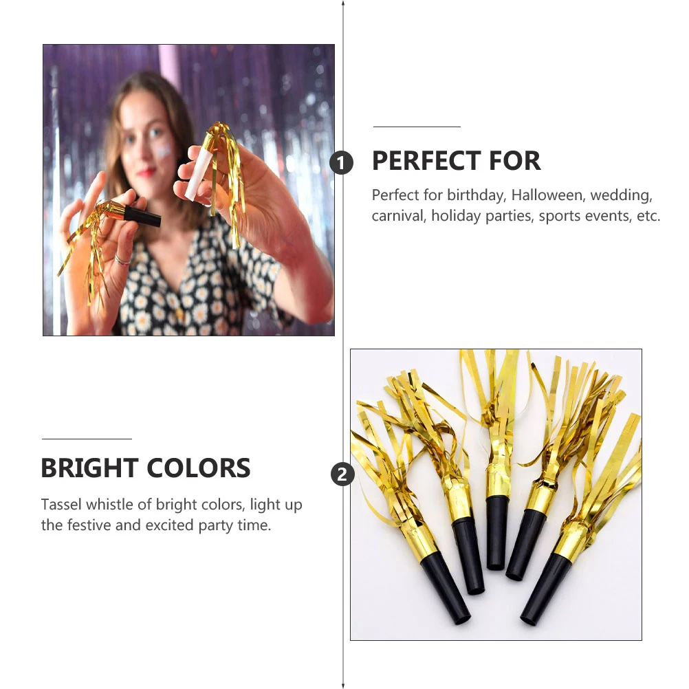 

18Pcs Birthday Party Decorations Bright Color Tassel Blowouts Noisemakers Plastic Whistles Great for Festive Events